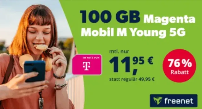 Schnäppchen, Deals und Rabattcodes des Tages - Knaller Telekom Magenta Mobil Young Allnet und SMS Flat mit 50GB 5G LTE