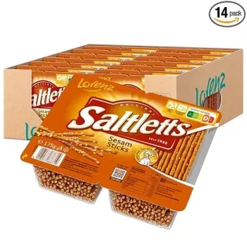 Lorenz Snack World Saltletts Sticks Sesam 14er Pack - Knusprige Snack-Sticks mit Sesam in praktischer Verpackung