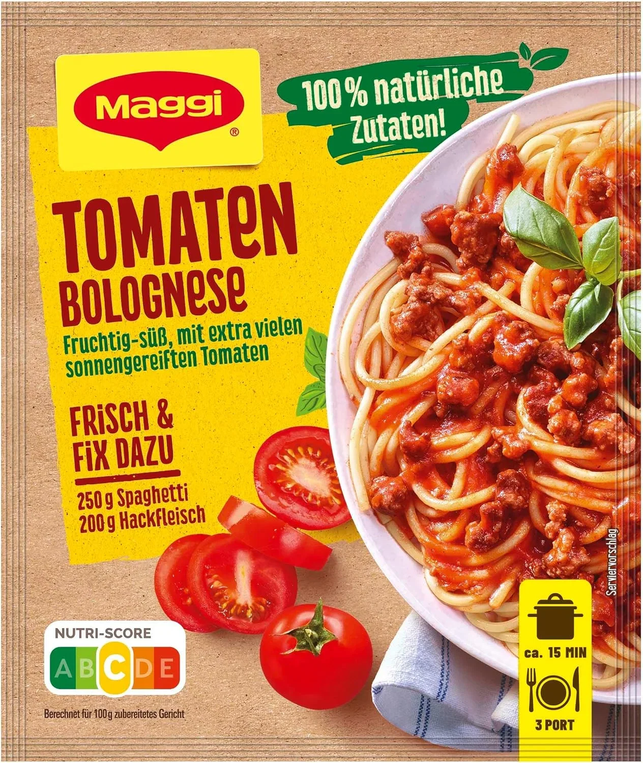 4x MAGGI Fix für Tomaten-Bolognese Würzmischung (50g Packung)