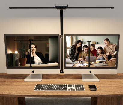 Mefine Doppelkopf LED Schreibtischlampe - Dimmbar, 22W, 10 Helligkeitsstufen