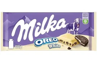 Milka OREO White Schokolade 100g Verpackung bei einem Preis von 0,99 € inklusive Prime-Versand.