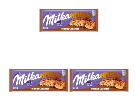 Milka Peanut Caramel Großtafel Alpenmilch-Schokolade 3 x 276g