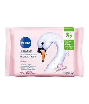 NIVEA 3in1 Mizellen Reinigungstücher Packung auf blauem Hintergrund