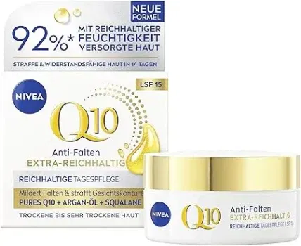 NIVEA Q10 Anti-Falten EXTRA-REICHHALTIG Reichhaltige Tagespflege Gesichtscreme mit LSF 15