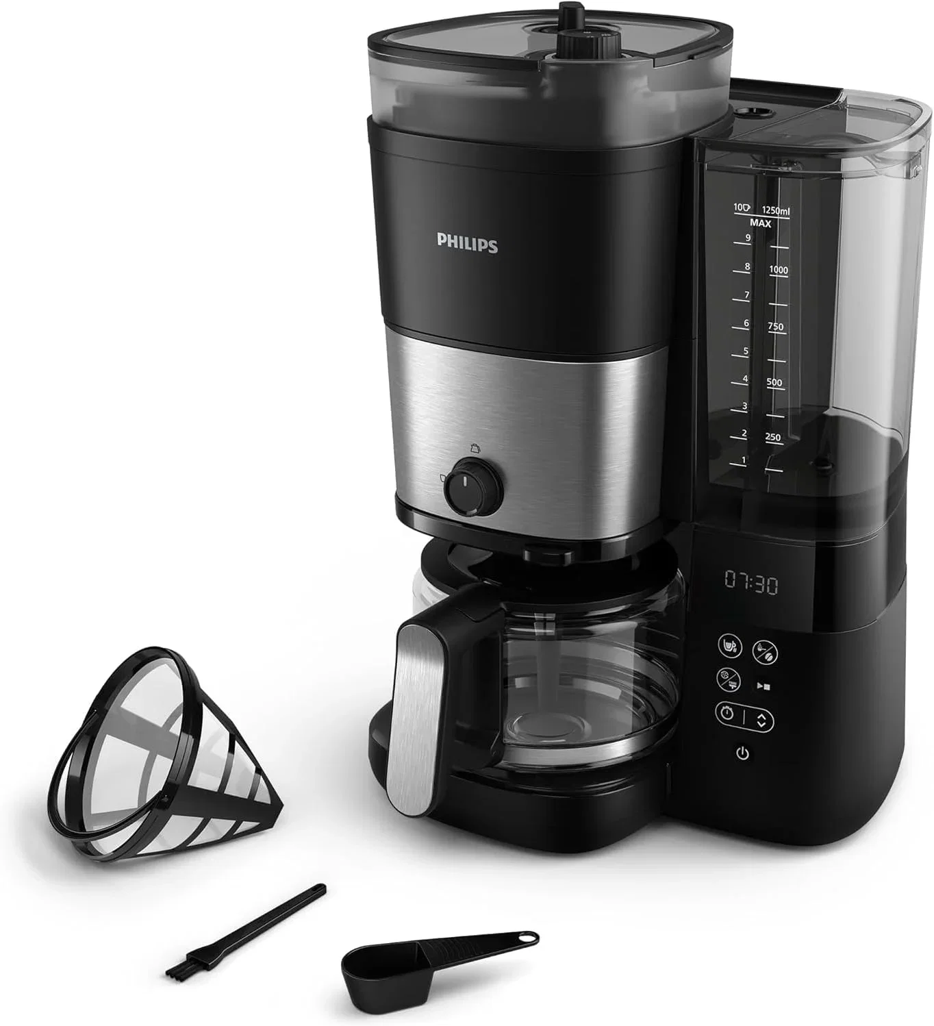 Philips All-in-1 Filterkaffeemaschine – integriertes Kegelmahlwerk für frische Bohnen (HD7900/50)