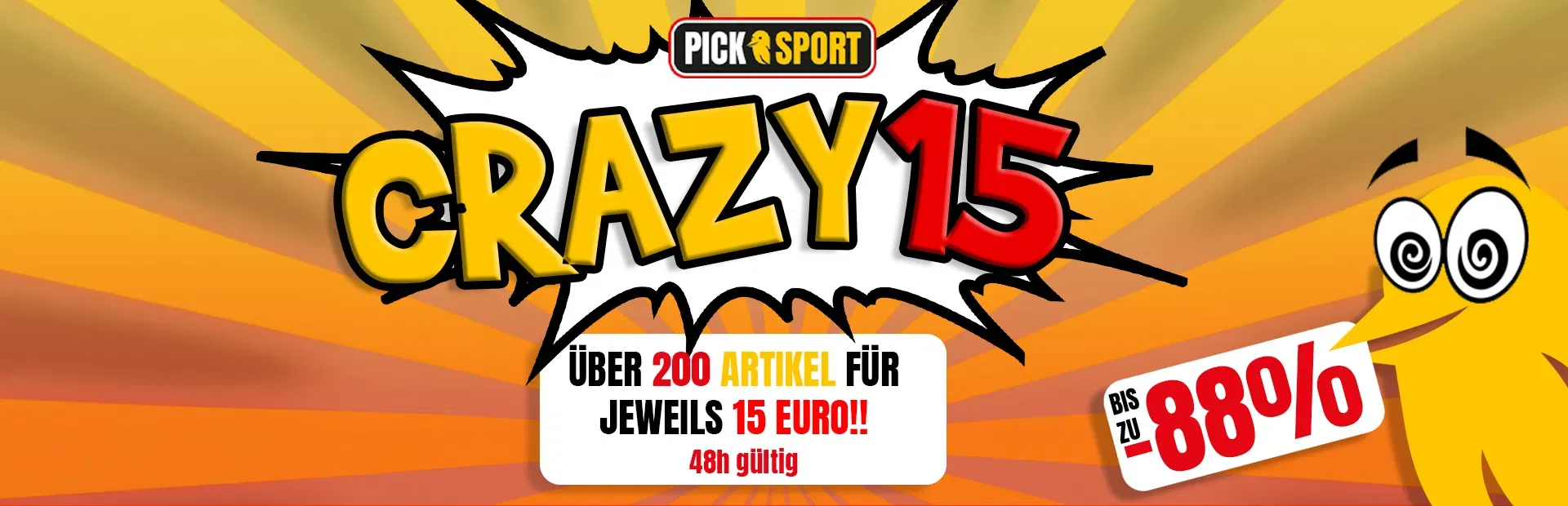 Picksport Festpreis Sale: über 200 Produkte für je 15 € zzgl. 4,99 € Versand + 5,5 % Newsletter-Rabatt