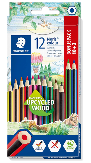 Staedtler Buntstifte Noris Colour Rutschfeste Soft Oberflaeche Hohe Bruchfestigkeit Made From Upcycled Wood