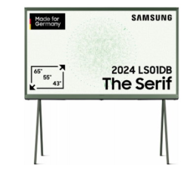 Samsung The Serif 55 Zoll QLED Smart TV mit 4K Auflösung und mattem Display, angezeigt mit Preisnachlass.