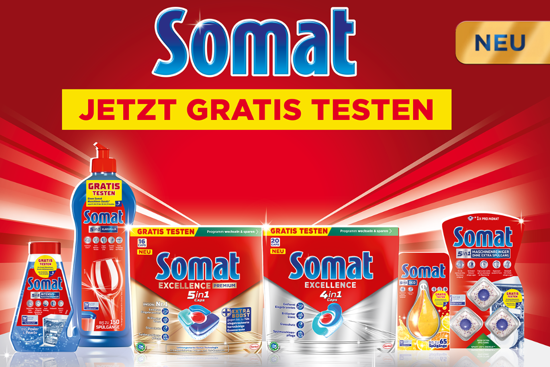 Somat Gratis Testen 2025: Spülmaschinen-Zusatzprodukte kaufen und Geld zurückerhalten! bis zu 3 Produkte ab 01.04.