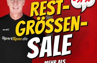 Bunter Restgrößen Sale bei SportSpar mit über 1.000 reduzierten Produkten für Sportbegeisterte.