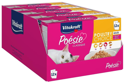 Vitakraft Poésie Classique Katzenfutter, 5 Pakete mit je 12 Beuteln à 85g