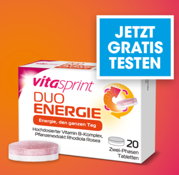 Vitasprint Duo Energie Produkt und QR-Code für Cashback-Aktion