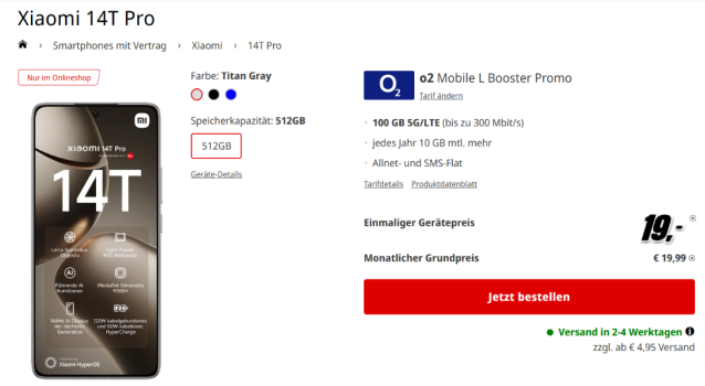 Xiaomi 14T Pro + o2 Mobile L 100 GB 5G