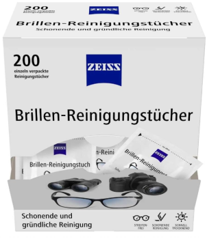 ZEISS Brillen-Reinigungstücher mit Alkohol - 200 Stück