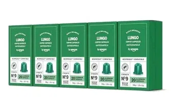 by Amazon Lungo Aluminium-Kaffeekapseln - 100 Stück Packung für Nespresso-Maschinen