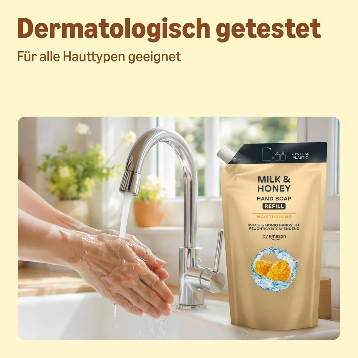 by Amazon Flüssigseife Nachfüllpackung Milch & Honig Duft 1000ml x 2
