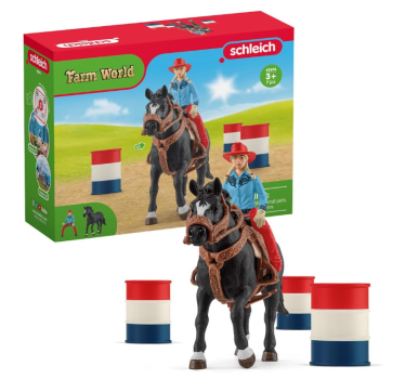 Schleich 42576 Barrel Racing Spielset, empfohlen für Kinder ab 3 Jahren, reduziert auf 12,00 € inklusive Prime-Versand.