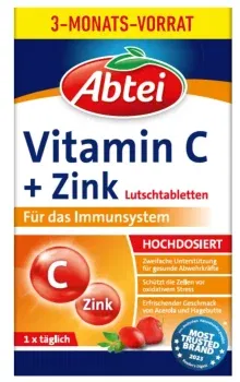 Abtei Vitamin C + Zink Lutschtabletten in Verpackung