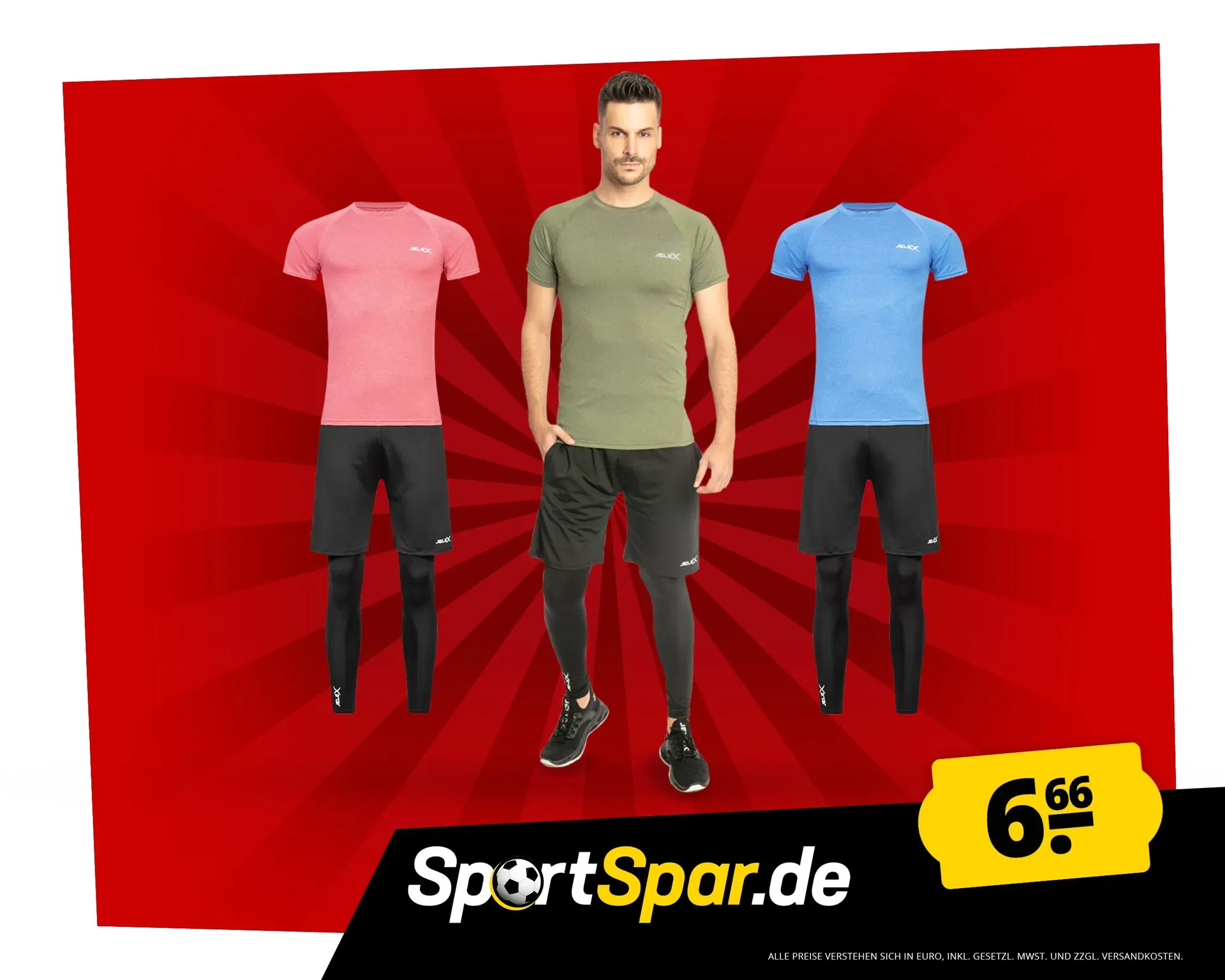 Jelex Sportinator Herren Fitness Set 3 teilig Jelex Sportinator Herren Fitness-Set - Trainingshose, Tanktop Und Sportjacke