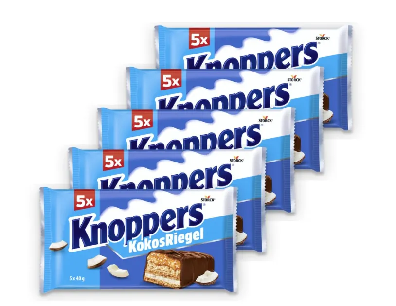 Knoppers KokosRiegel (5×200 g) 8,45 € inkl. Prime Versand (statt 12,45 €)