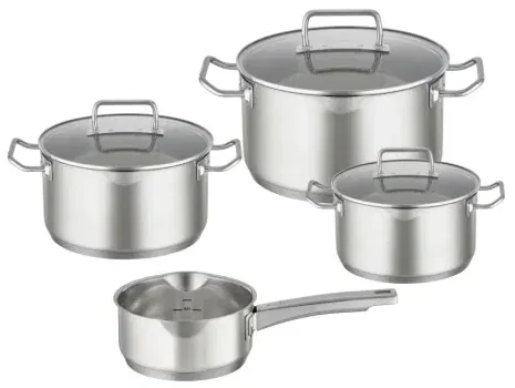 Rösle Topfset Expertiso 4-teilig aus Edelstahl mit Glasdeckeln