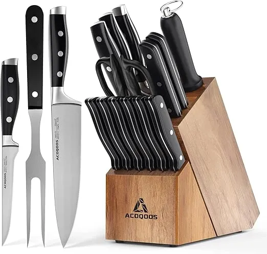 ACOQOOS Messerblock Set 17 teilig Messerset mit Holzblock für 27,99 € inkl. Prime-Versand (statt 50,00 €)