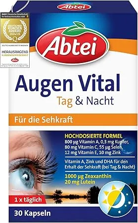 Schnäppchen, Deals Und Rabattcodes Des Tages - Abtei Augen Vital Tag Und Nacht Mit Vitamin A, Lutein, Dha Und Zeaxanthin Für Den Erhalt Der Sehkraft