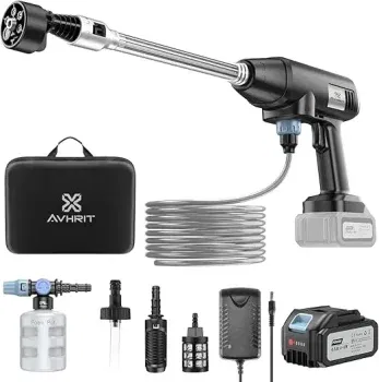 Akku-Hochdruckreiniger (mit 4000mAh Akku 800 PSI Hochdruckpistole mit 6-in-1 Düse) für 69,99 € inkl. Prime Versand (statt 149,99 €)