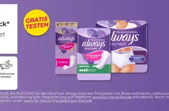 Always Discreet Gratis-Test 2025: Jetzt Inkontinenzprodukte kostenlos ausprobieren