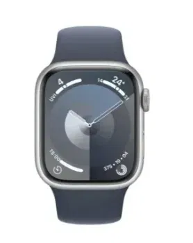 Apple Watch Series 9 (GPS) 41mm Aluminiumgehäuse silber, Sportband sturmblau, S/M für 299,00 € inkl. Versand (statt 385,95 €)
