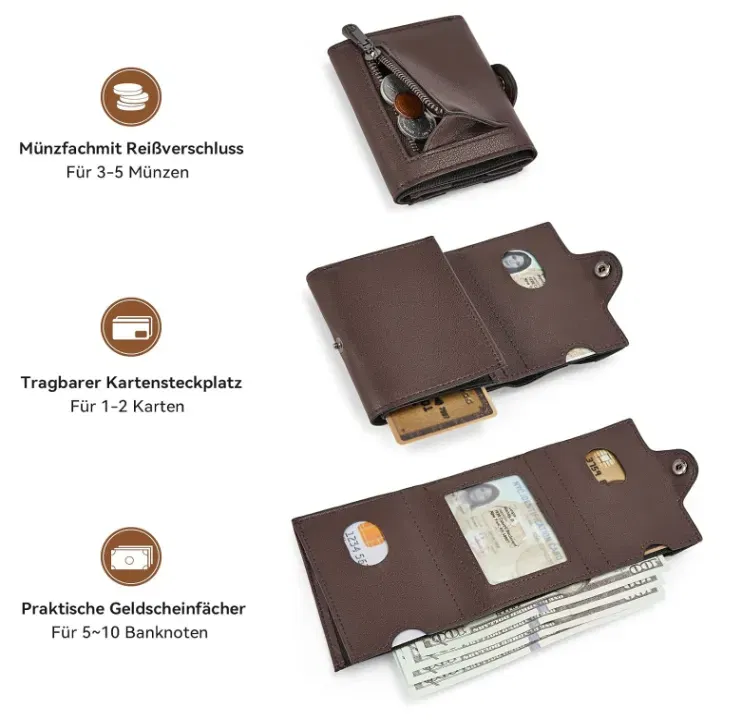 BOSTANTEN Geldboerse Herren Slim Wallet mit Muenzfach fuer Herren Damen RFID Schutz Kartenetui Kreditkartenetui Schnäppchen, Deals Und Rabattcodes Des Tages - Bostanten Geldbörse Herren Slim Wallet Mit Münzfach Für Herren Damen Rfid Schutz Kartenetui Kreditkartenetui