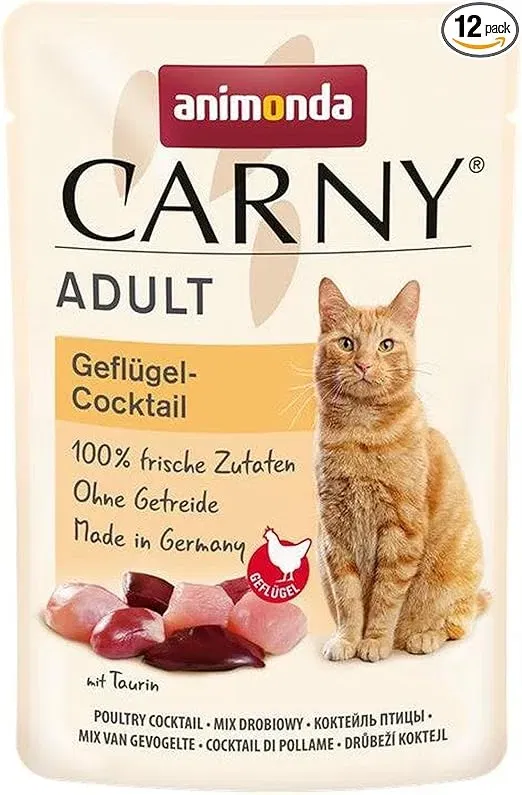 Carny Katzenfutter Nass Pouch Gefluegel Cocktail 12 X 85G Katzen Nassfutter Ohne Getreide Und Zucker Fuer Ausgewachsene Katzen Von Animonda Mit Frischen Fleischlichen Zutaten
