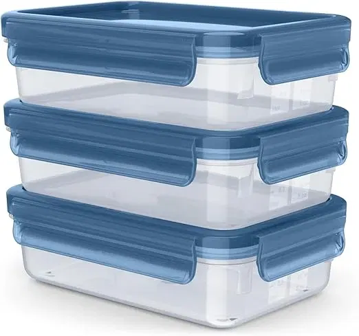 Emsa Clip Close Eco Frischhaltedosen Set 3 Teilig 08 L Oeko Design Auslaufsicher Hygienisch Mikrowellen Gefrier Spuelmaschinengeeignet Bpa Frei Blau N1171700