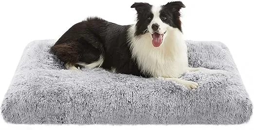Feandrea Hundebett Hundekissen Flauschige Hundematte Langer Pluesch 110 X 73 Cm Weiche Polsterung Waschbar Multifunktional Ombre Grau Pgw203G01