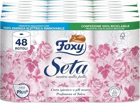 Foxy Seide Toilettenpapier (48 Rollen 200 Abrisse pro Rolle 2-lagig) für 15,51 € inkl. Prime-Versand (statt 24,16 €)
