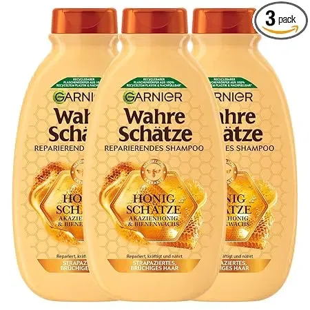 Garnier Wahre Schaetze Reparierendes Shampoo Honig Schaetze Kraeftigt Und Naehrt Strapaziertes Und Bruechiges Haar 3 X 250 Ml