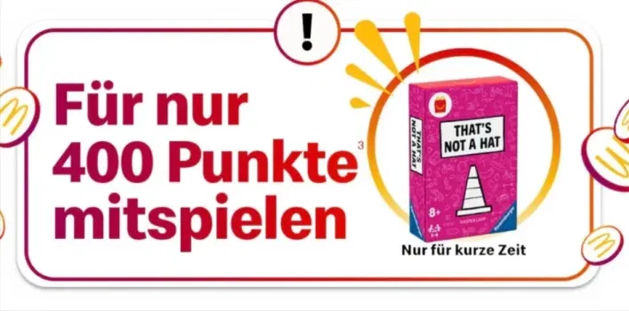 Gratis-Spiel bei McDonald's: THAT'S NOT A HAT von Ravensburger für 400 Punkte sichern 🎩