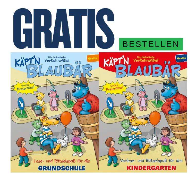 Kostenlos: Käpt’n Blaubär Verkehrsfibel vom BMDV für Kinder im Kindergarten & Grundschule