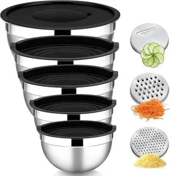 HaWare Rührschüssel 5er Edelstahlset (4,5L, 2,7L, 1,5L, 1,2L und 0,7L) für 17,59 € inkl. Prime-Versand (statt 22,00 €)