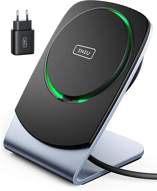 Schnäppchen, Deals Und Rabattcodes Des Tages: Iniu Induktive Ladestation 15W Für Magsafe - Kompatibel Mit Iphone 16/15 Pro Max/Plus, Iphone 14/13/12 - Wireless Charger Stand - Schnellladen - Effiziente Kühlung - Kabelloses Ladegerät