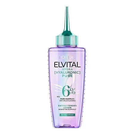 Loreal Paris Elvital Hydra Hyaluronic Pure Feuchtigkeitsspendendes Serum Fuer Glaenzendes Lebendiges Haar Mit Salicyl Und Hyaluronsaeure Fuer Einen Feuchtigkeitsboost Feuchtigkeit Und Pflege 102Ml