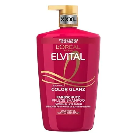 Loreal Paris Elvital Xxxl Farbschutz Shampoo Fuer Coloriertes Getoentes Oder Gestraehntes Haar Mit Pfingstrosen Extrakt Und Uva Uvb Filter Color Glanz Pflegeshampoo 1 X 1000 Ml