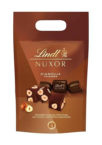 Lindt Nuxor Beutel Feinherb Xxl 700G Beutel Cremige Gianduja Schokolade Vollmilch Und Feinherb Mit Ganzen Geroesteten Haselnuessen Pralinen Geschenk Schokoladengeschenk