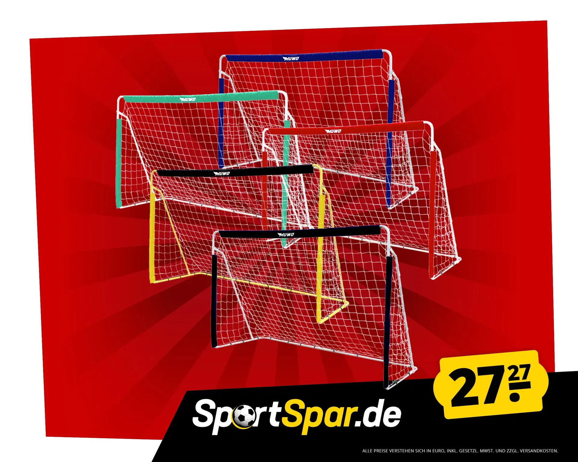 MUWO Fußballtor aus Stahl 240 x 150 cm (6 Farben) für 32,22 € inkl. Versand