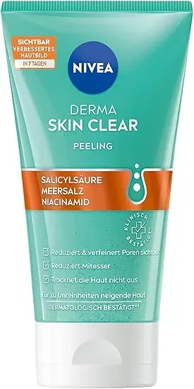 Nivea Derma Skin Clear Peeling Porenverfeinerndes Peeling Fuer Gesicht Und Koerper Gesichtsreinigung Mit Salicylsaeure Niacinamid Fuer Ein Sichtbar Verbessertes Hautbild 150 Ml