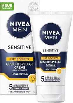 NIVEA MEN Sensitive Gesichtspflege Creme LSF 15 (3x75ml) ab 13,39 € inkl. Prime-Versand