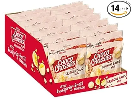 Nestle CHOCO CROSSIES Crunchy Balls Weiss Knusper Kugeln aus krossen Weizencerealien umhuellt mit zartschmelzender weisser Schokolade 14er Pack 14 x 200g Schnäppchen, Deals Und Rabattcodes Des Tages - Nestle Choco Crossies Crunchy Balls