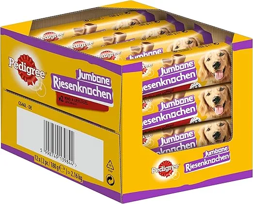 Pedigree Hundesnacks Riesenknochen Fuer Mittelgrosse Hunde Mit Rind Gefluegel 24 Stueck 12 X 2 Stueck