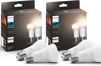Philips Hue White E27 Lampe 4 Pack 4x1055lm dimmbar (kompatibel mit Amazon Alexa) ab 28,00 € inkl. Prime-Versand