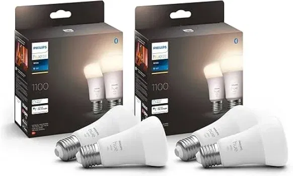 Philips Hue White E27 Lampe 4 Pack 4x1055lm dimmbar (kompatibel mit Amazon Alexa) ab 28,00 € inkl. Prime-Versand